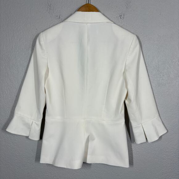 Trina Turk Clasp Front Blazer Cream Career Casual 3/4 Sleeve - 6 - Picture 3 of 6